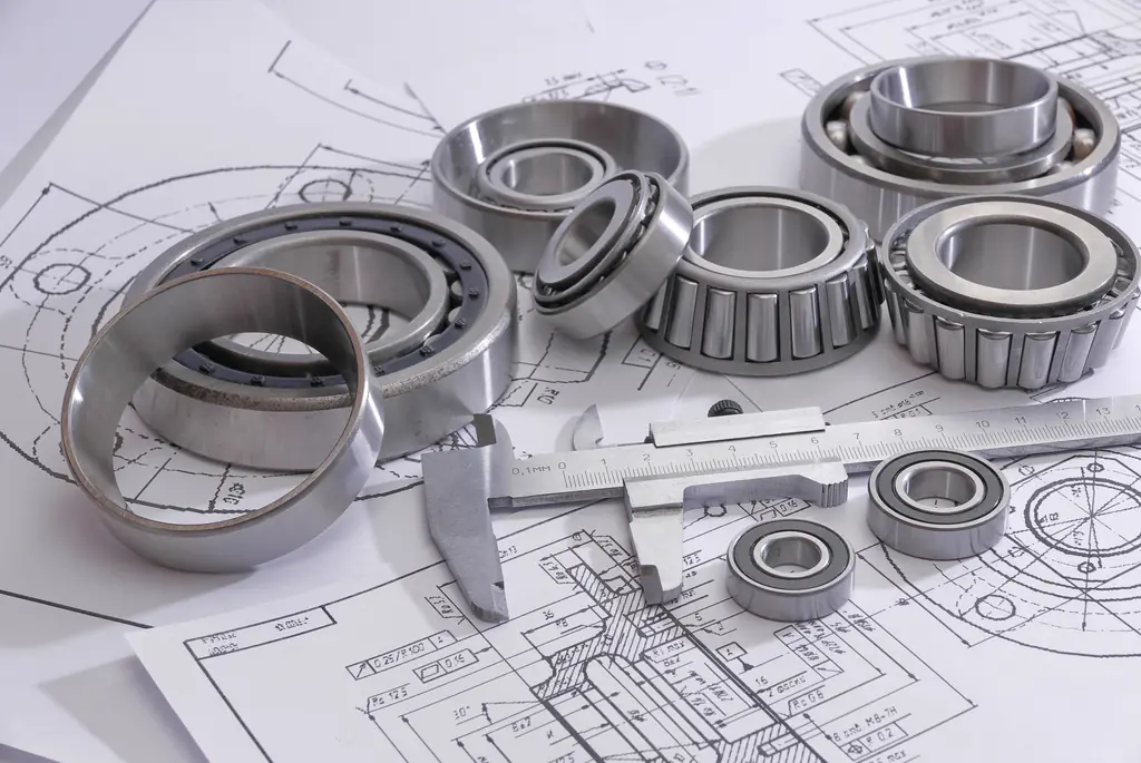Bearings, calipers and an engineering drawing